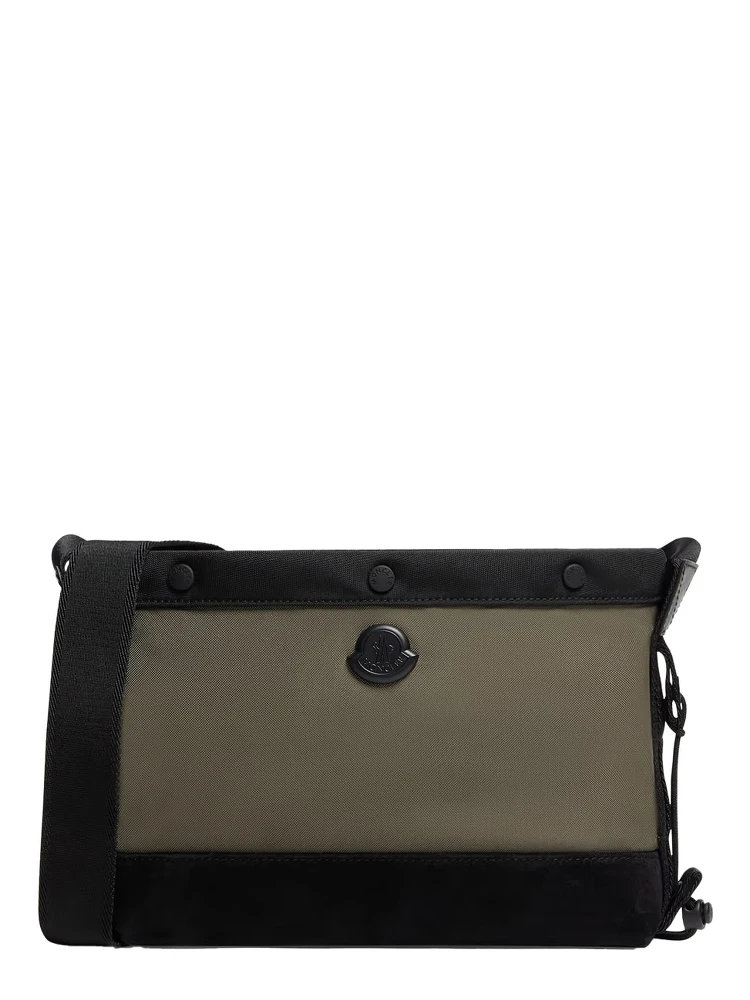 Green Crossbody Bag with Logo Plaque on the Front in Tech Fabric Man