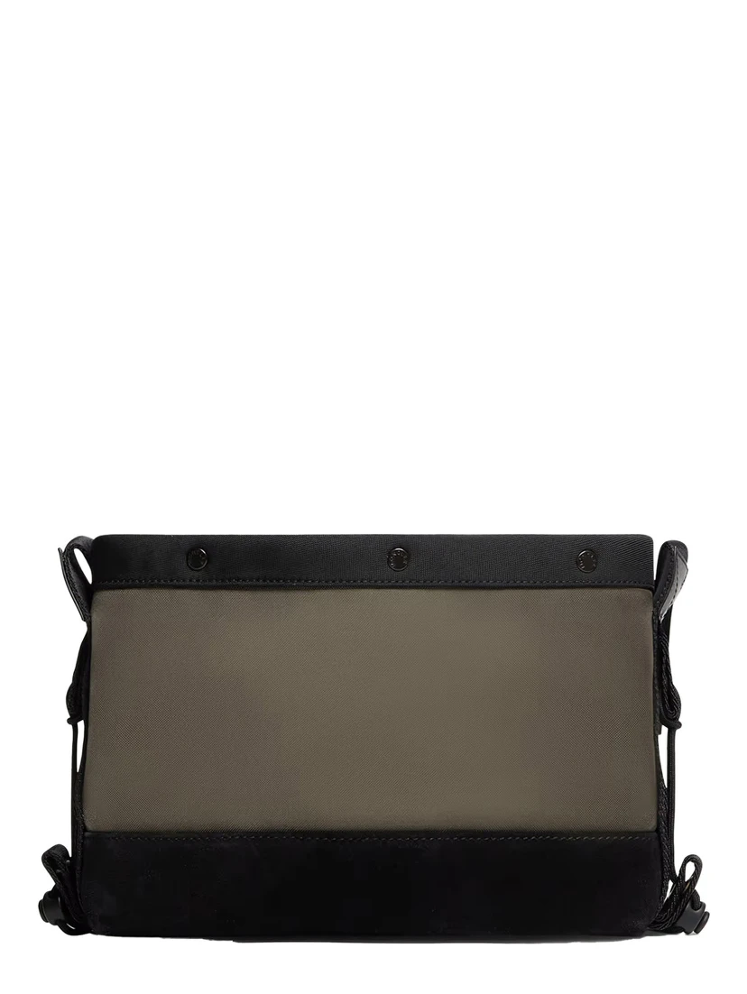 Green Crossbody Bag with Logo Plaque on the Front in Tech Fabric Man