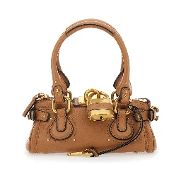 Paddington Brown Handbag with Two Top Handles and Padlock on the Front in Leather Woman
