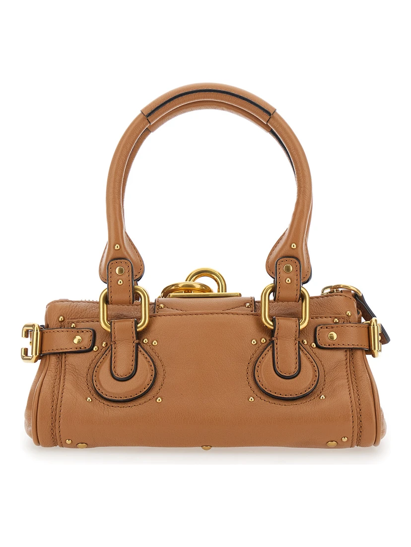 Paddington Brown Handbag with Two Top Handles and Padlock on the Front in Leather Woman