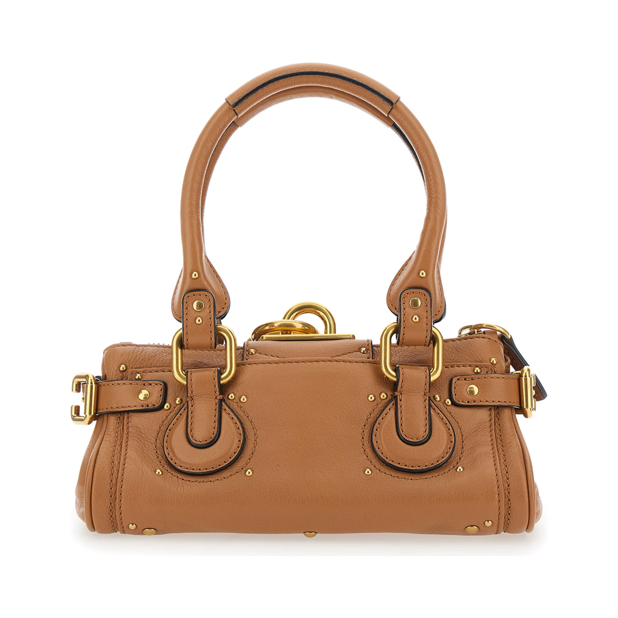 Paddington Brown Handbag with Two Top Handles and Padlock on the Front in Leather Woman