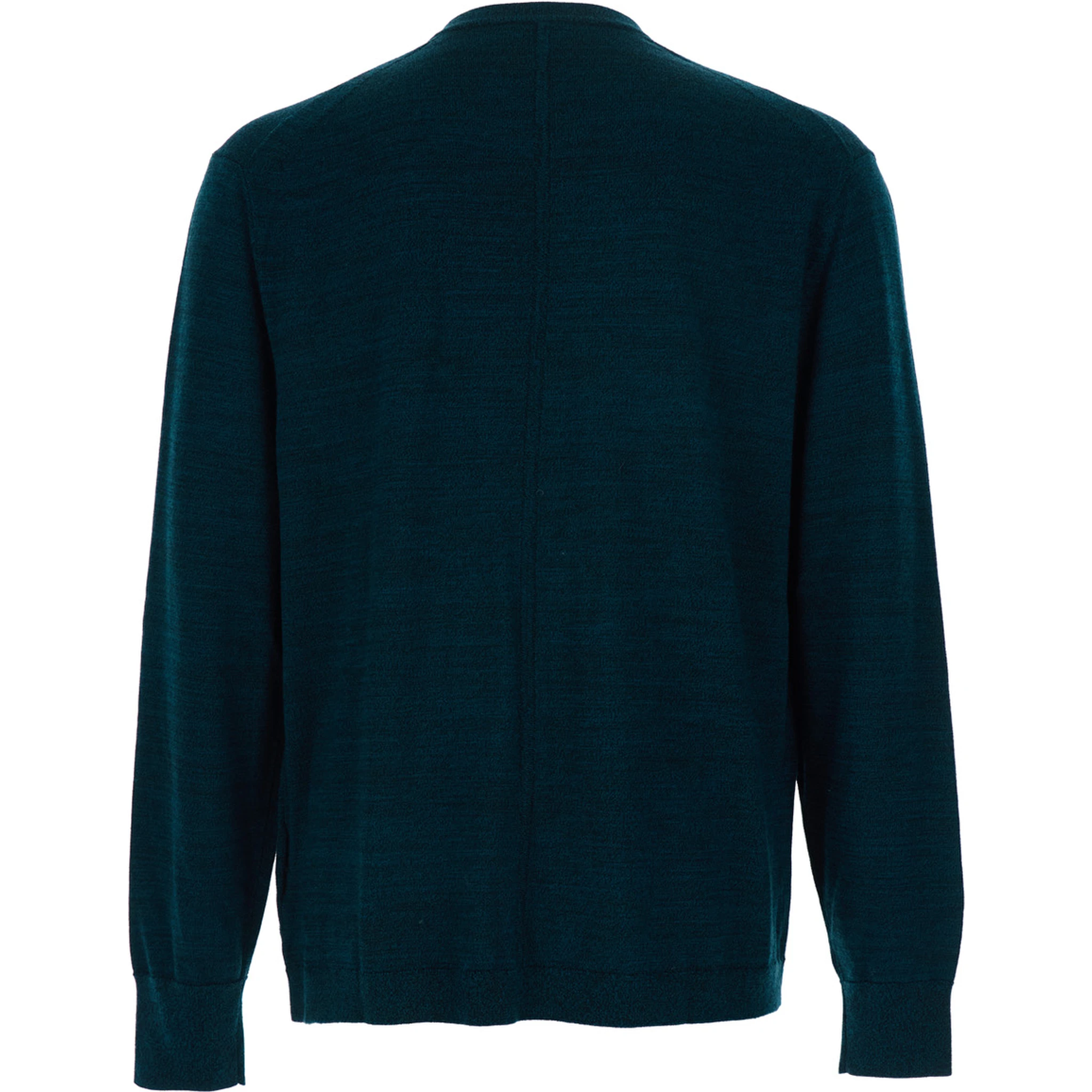 Blue Crewneck Sweater with Logo Embroidery on the Front and Dropped Shoulders in Wool Man