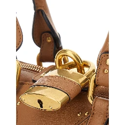 Paddington Brown Handbag with Two Top Handles and Padlock on the Front in Leather Woman