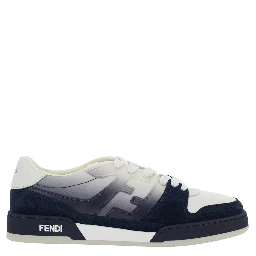 Fendi Match Blue Low-Top Sneaker with Side FF Logo and Faded Effect in Suede Man