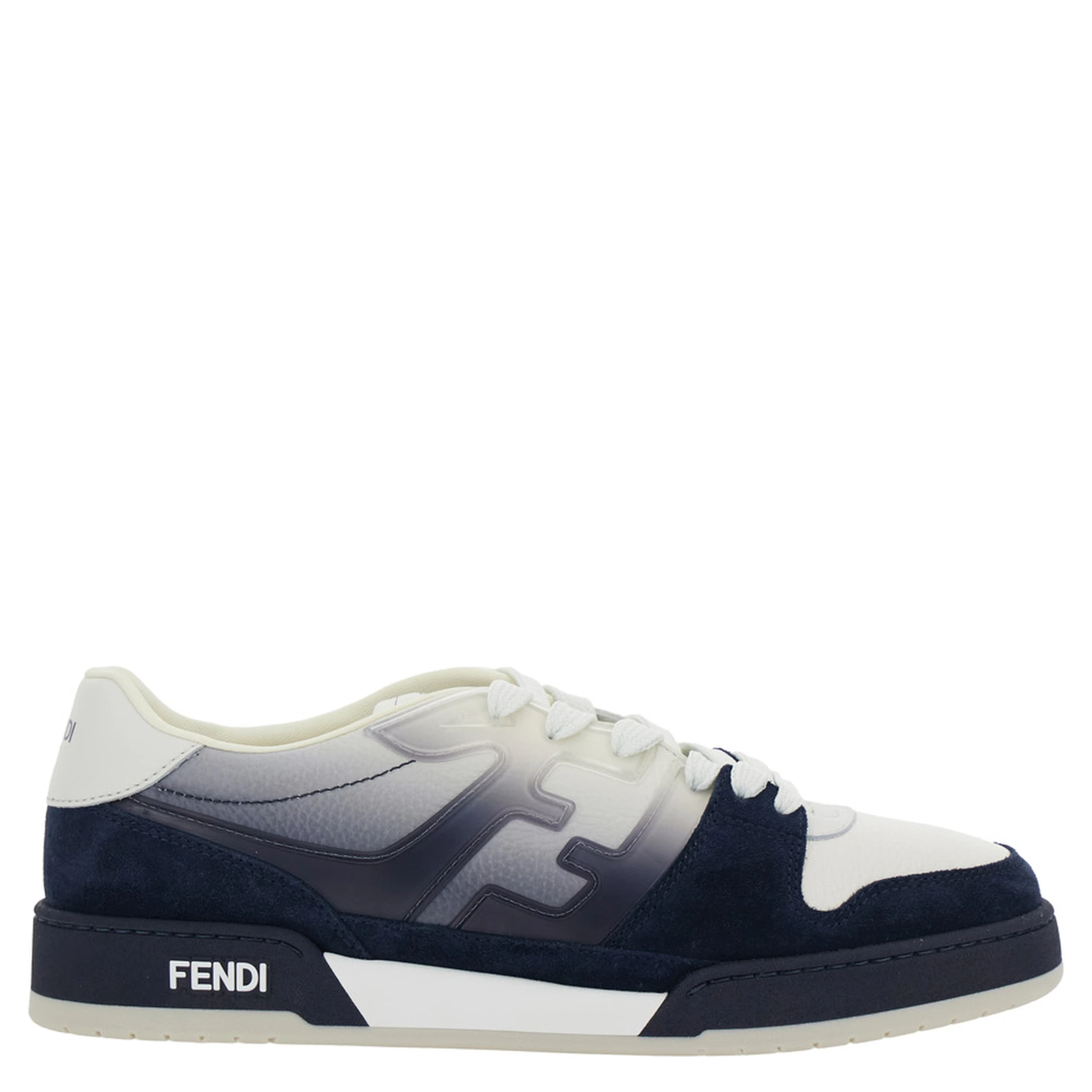 Fendi Match Blue Low-Top Sneaker with Side FF Logo and Faded Effect in Suede Man