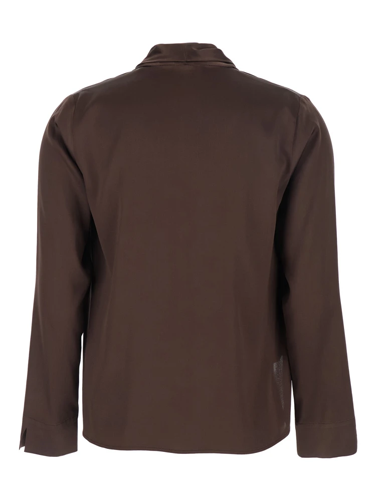 Brown Blouse with V Neck in Viscose Blend Woman