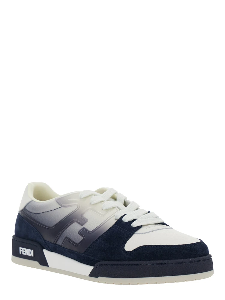 Fendi Match Blue Low-Top Sneaker with Side FF Logo and Faded Effect in Suede Man alternative