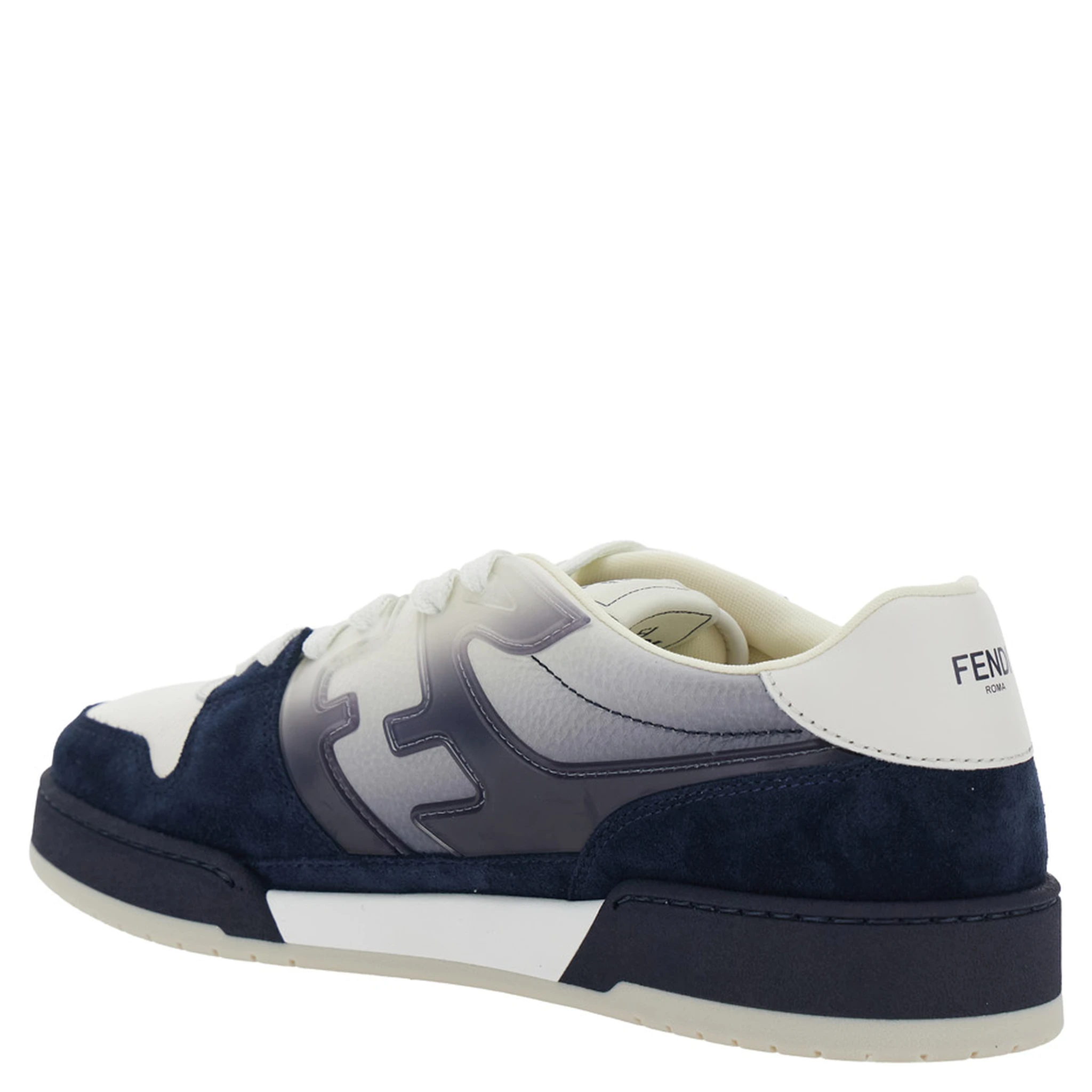 Fendi Match Blue Low-Top Sneaker with Side FF Logo and Faded Effect in Suede Man
