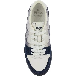 Fendi Match Blue Low-Top Sneaker with Side FF Logo and Faded Effect in Suede Man