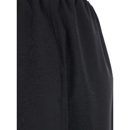 Black Pants with Elastic Drawstring Waist in Wool Woman