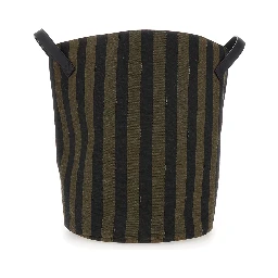 Handbag with Logo Lettering on the Front and All-Over Stripes in Cotton Blend Brown Kids