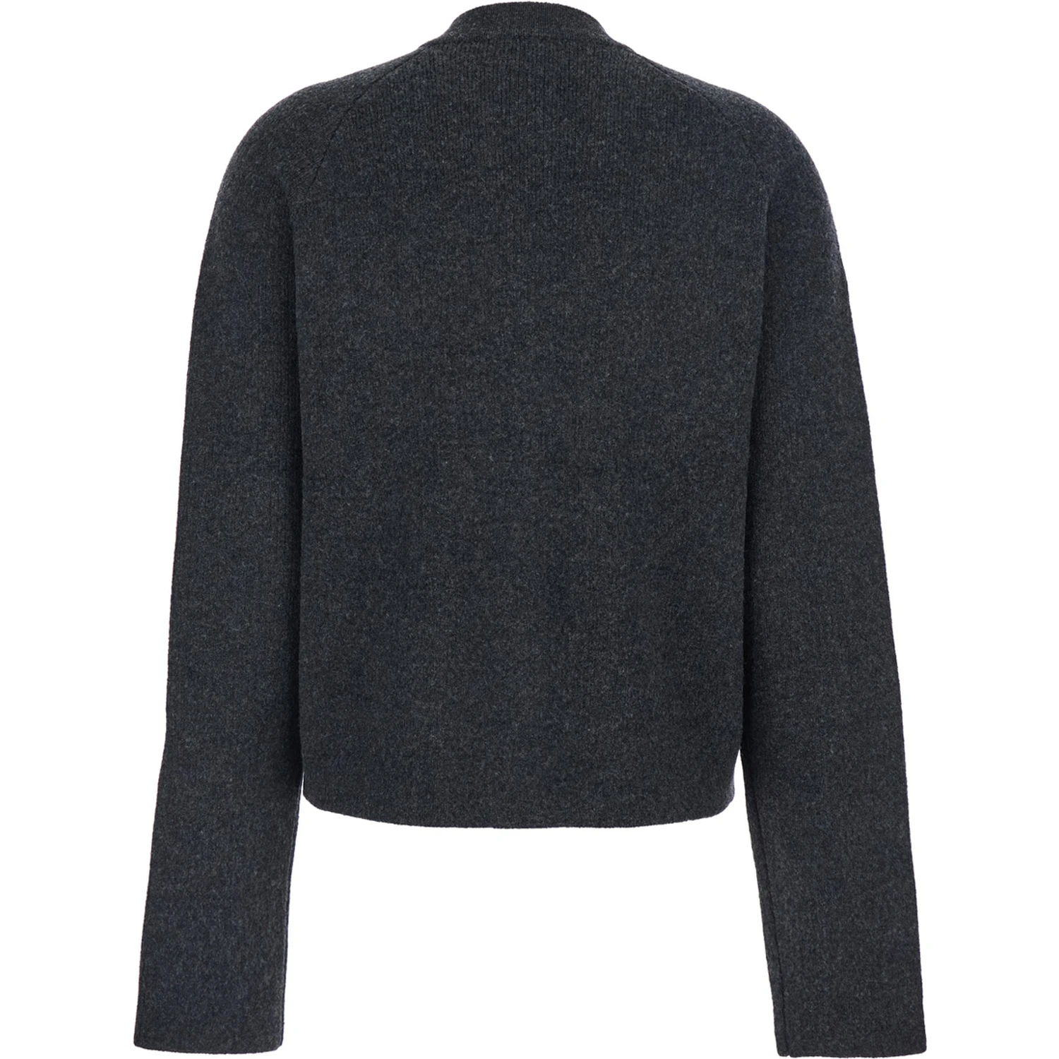 Grey Crewneck Cardigan with Jewel Buttons in Wool Blend Woman