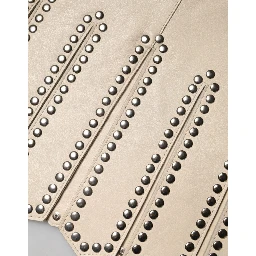 Beige Leather Studs Mid Waist Mini Skirt