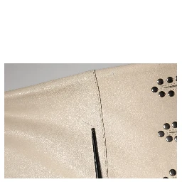 Beige Leather Studs Mid Waist Mini Skirt
