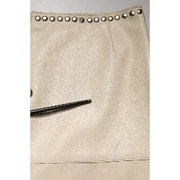 Beige Leather Studs Mid Waist Mini Skirt