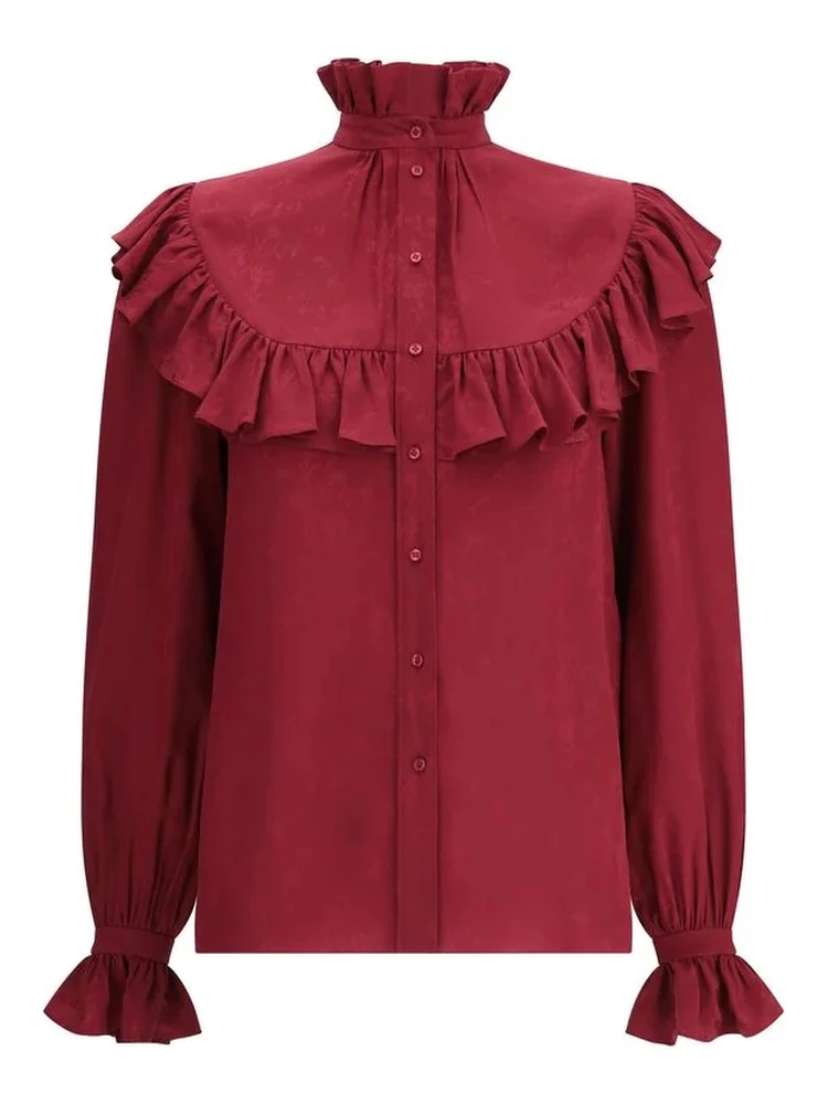 Silk shirt with ruffles