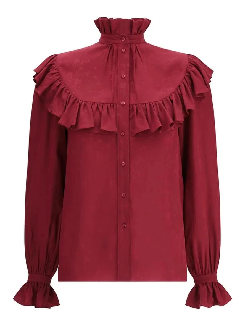 Silk shirt with ruffles