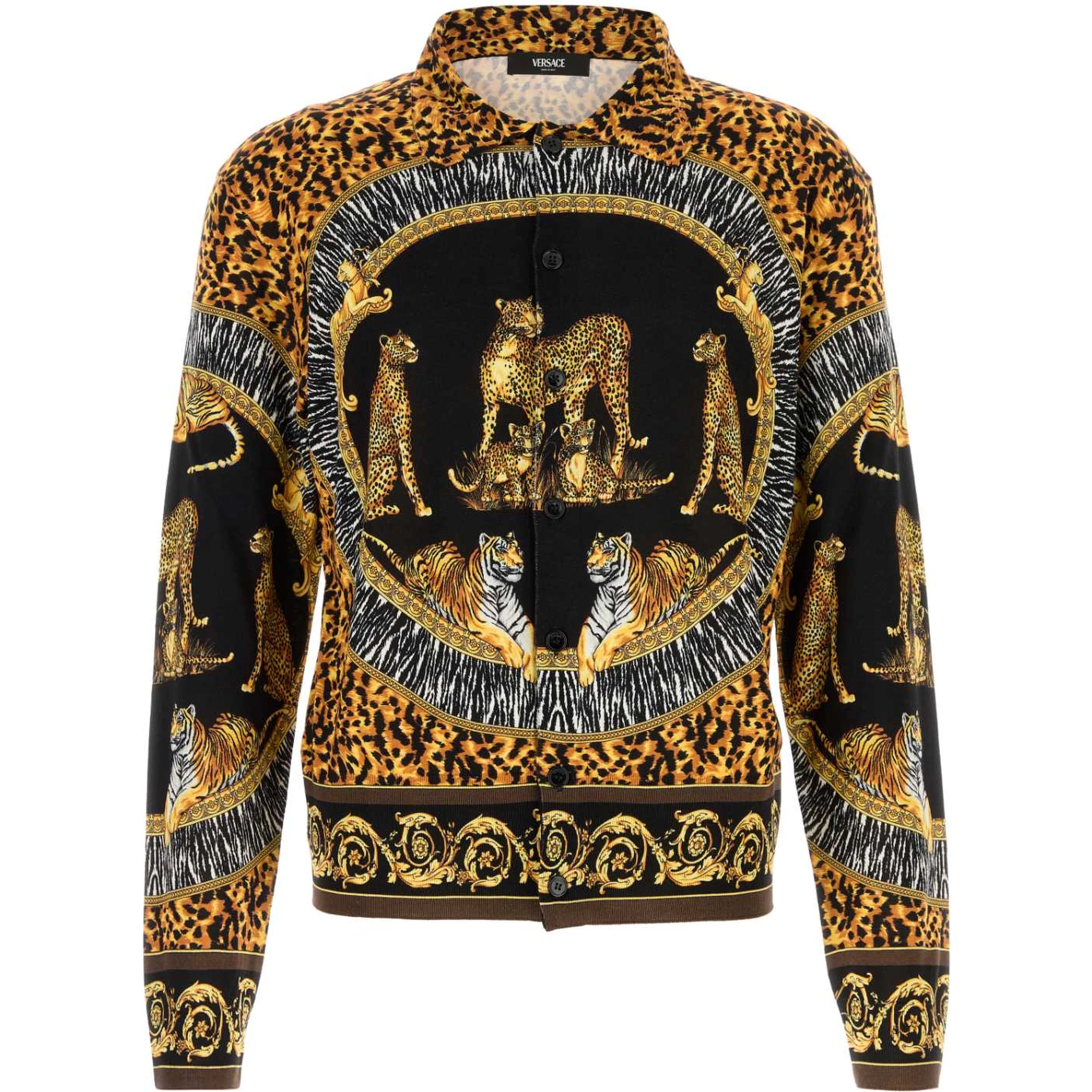 KNIT SWEATER WILD CATS PRINTED SILK