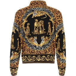 KNIT SWEATER WILD CATS PRINTED SILK