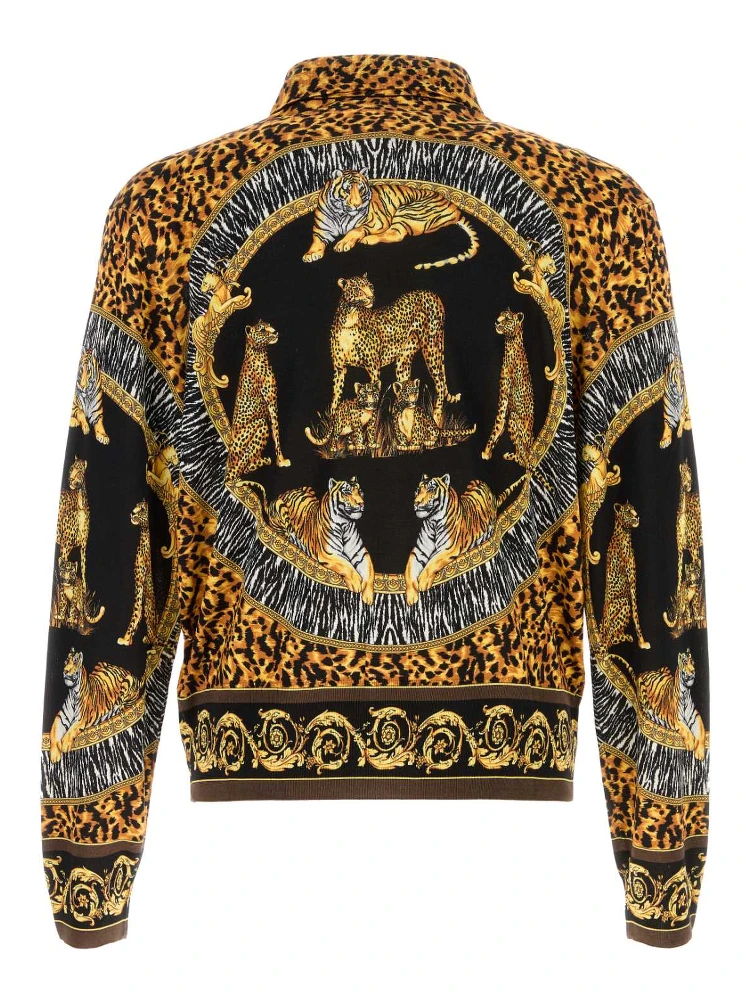 كنزة صوفية محبوكة بنقشة قطط برية من الحرير alternative