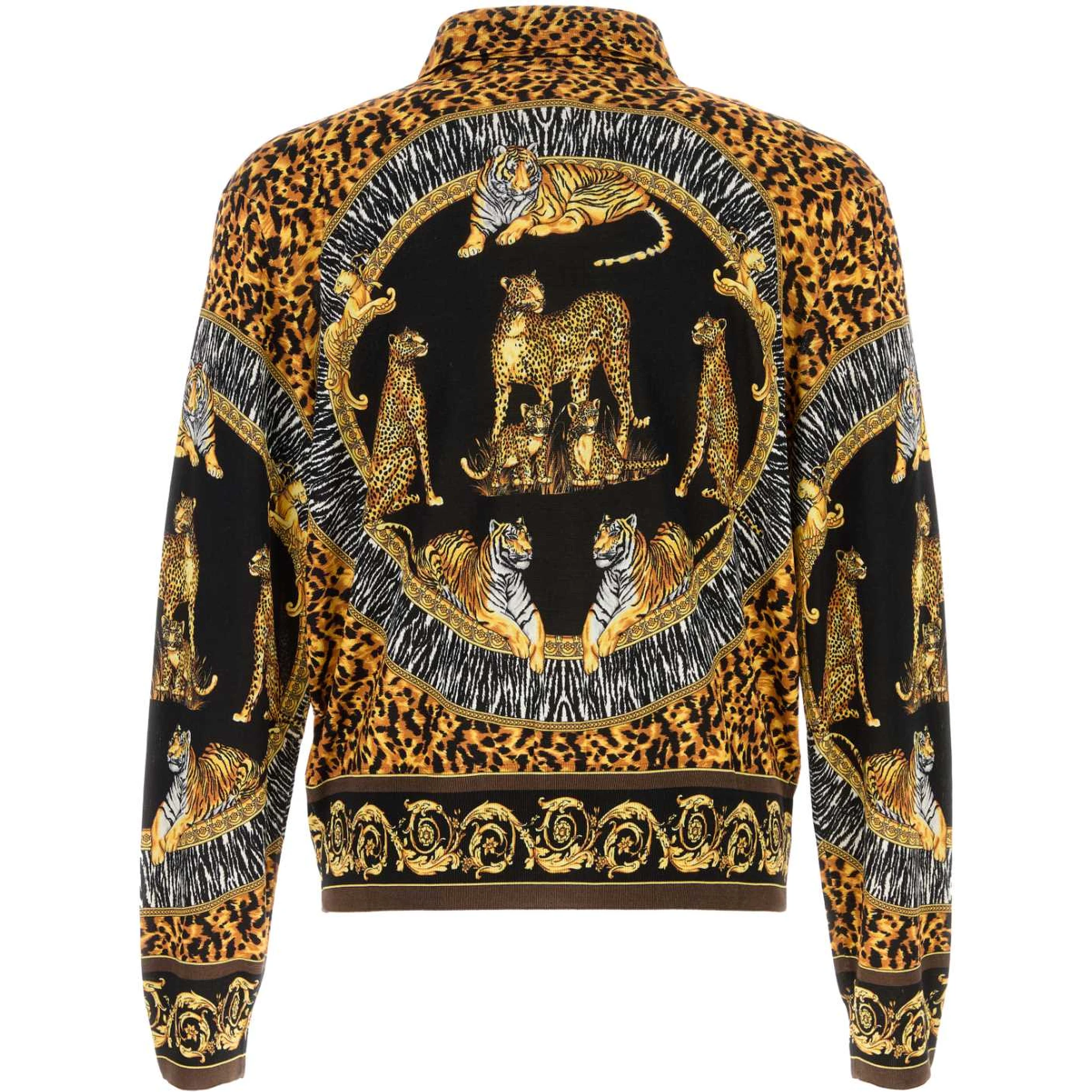 KNIT SWEATER WILD CATS PRINTED SILK