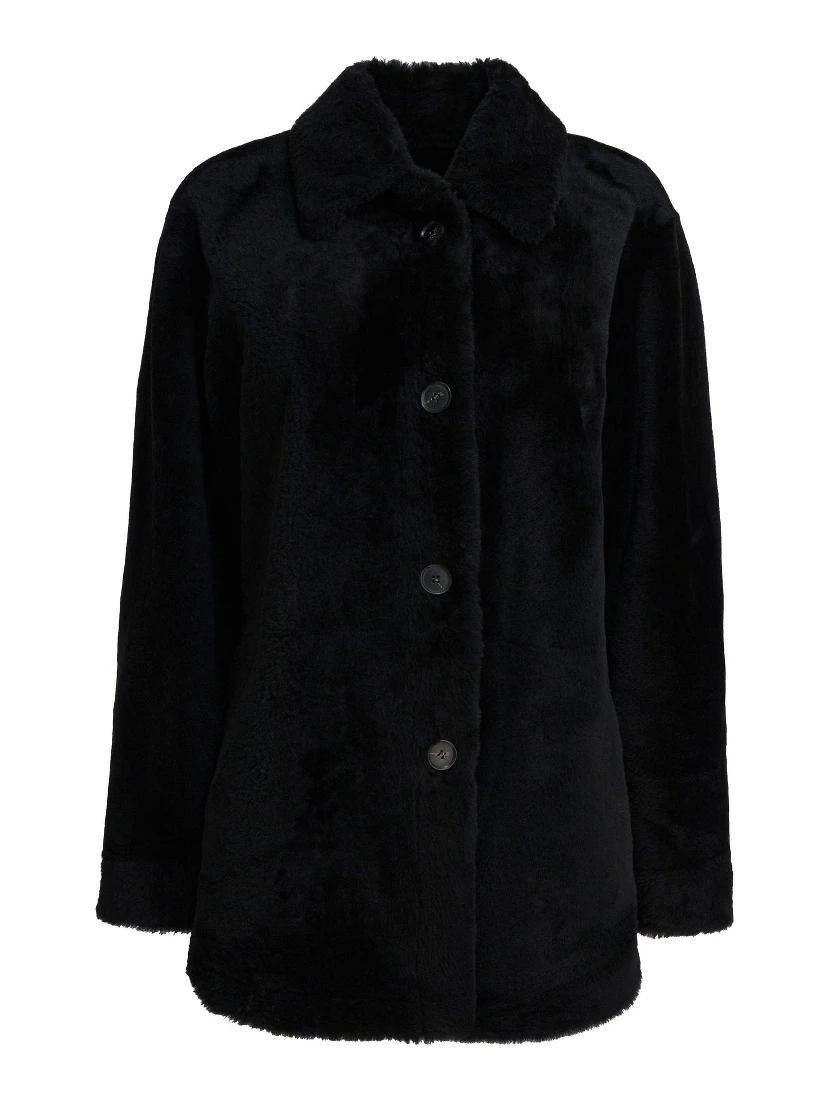 Long reversible leather coat