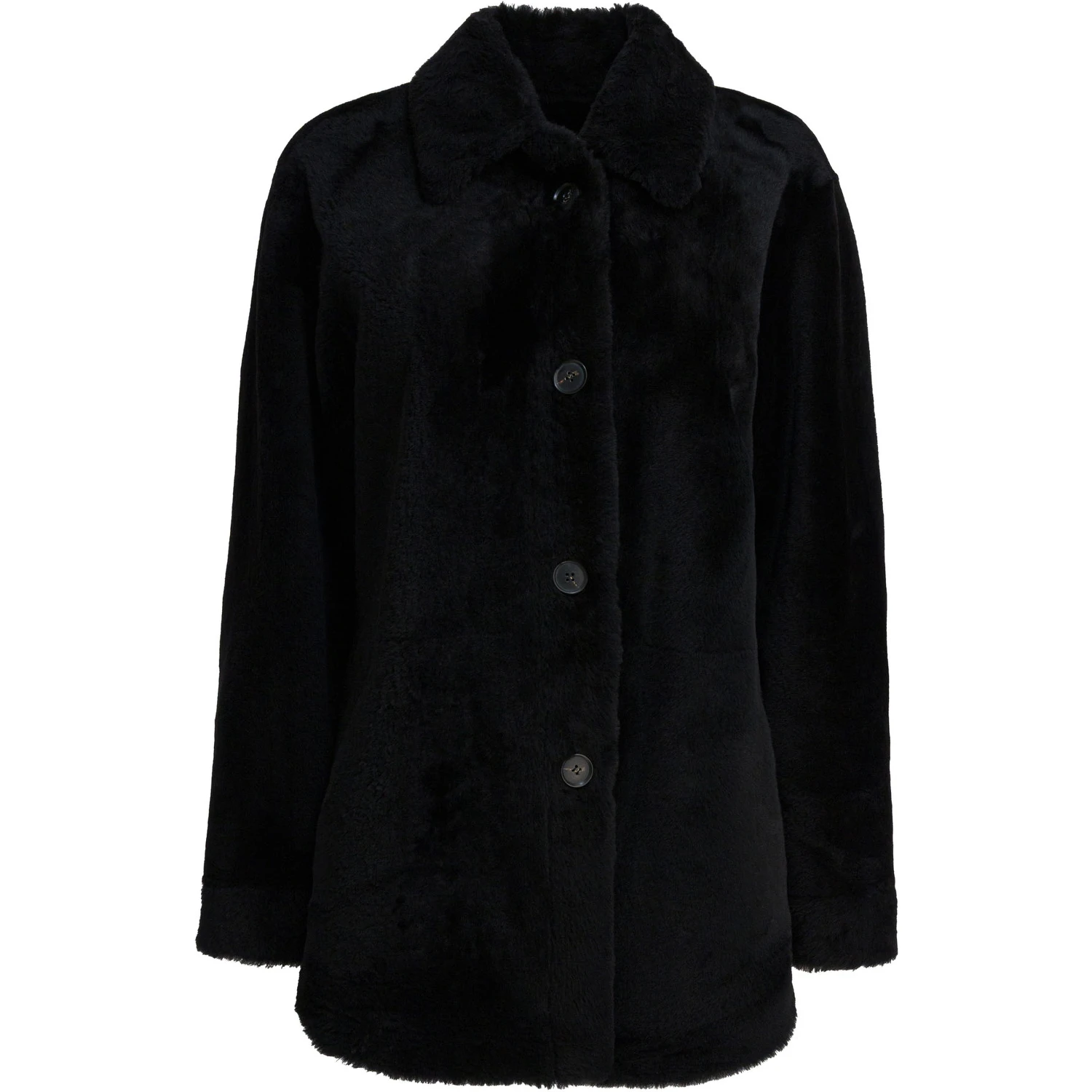 Long reversible leather coat