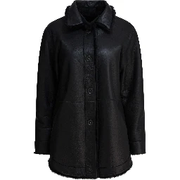 Long reversible leather coat