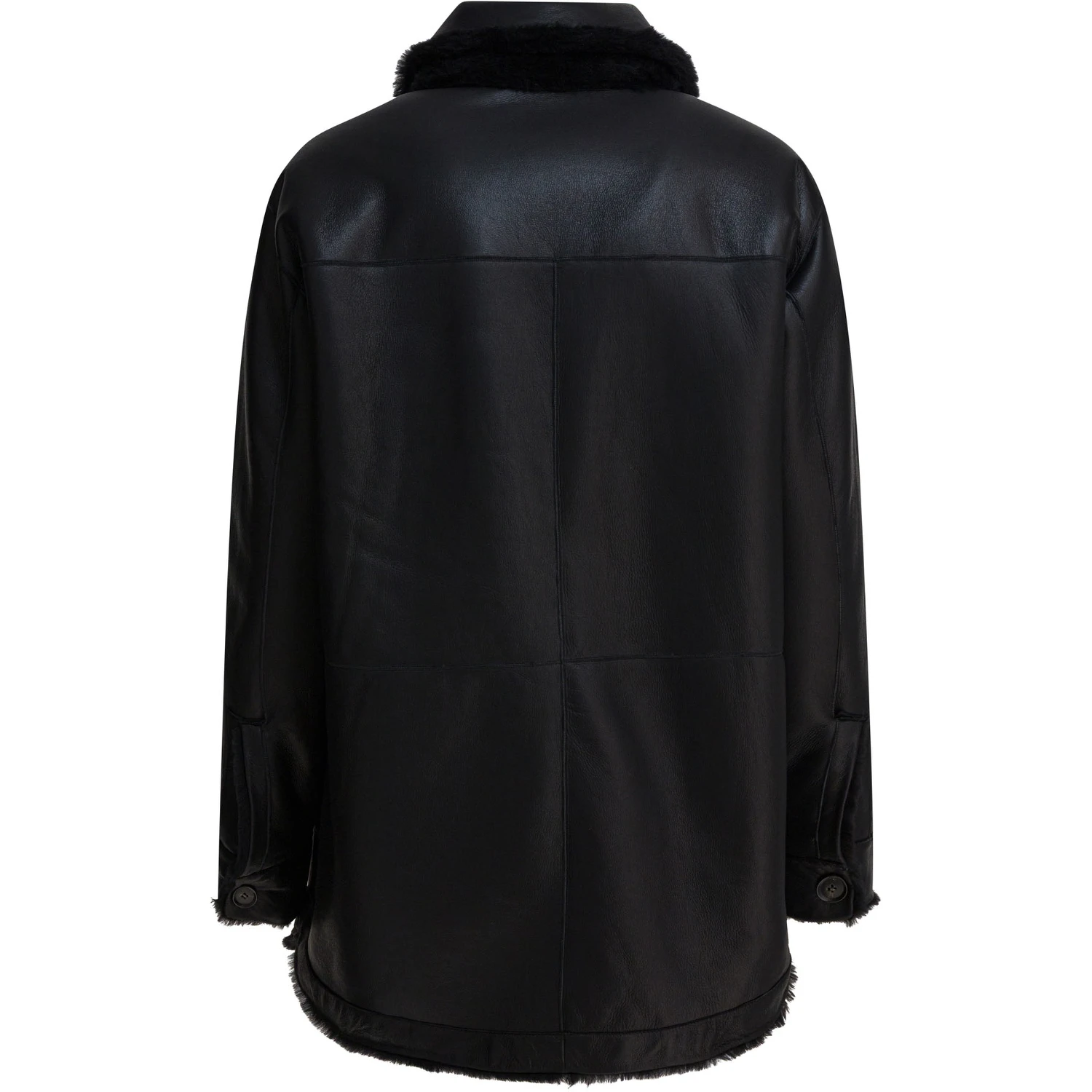 Long reversible leather coat