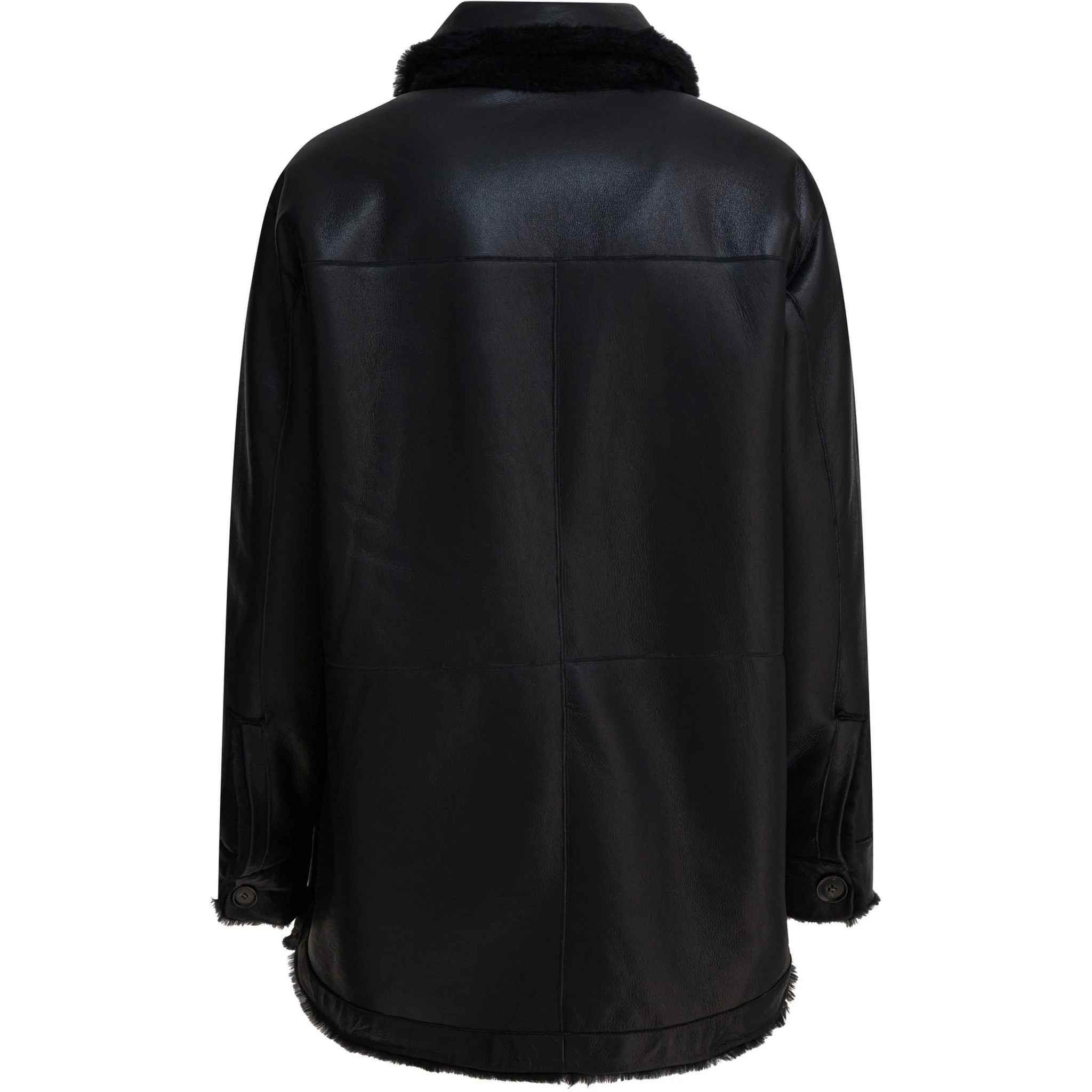 Long reversible leather coat