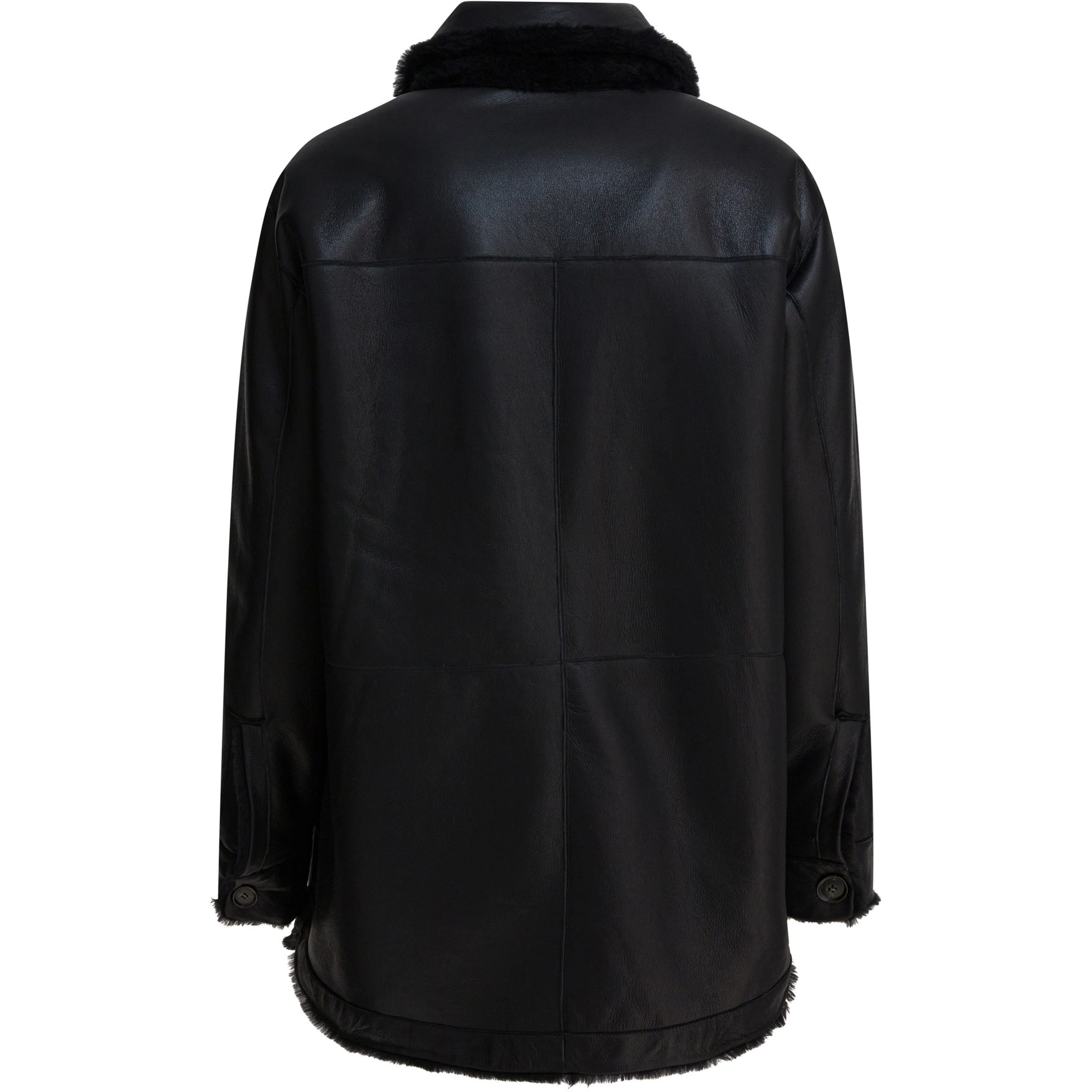 Long reversible leather coat