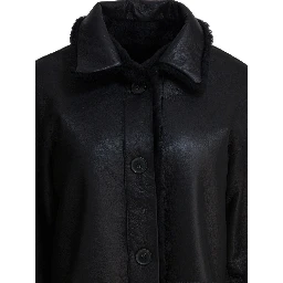 Long reversible leather coat
