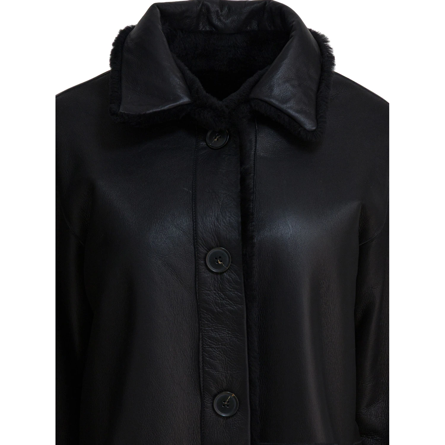Long reversible leather coat