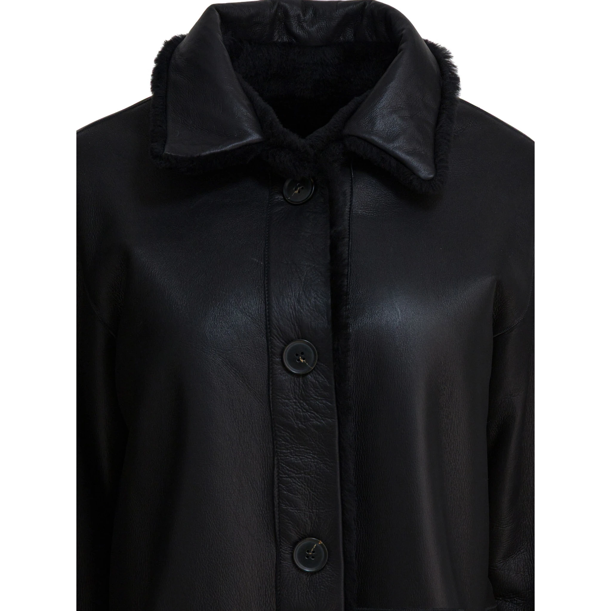 Long reversible leather coat