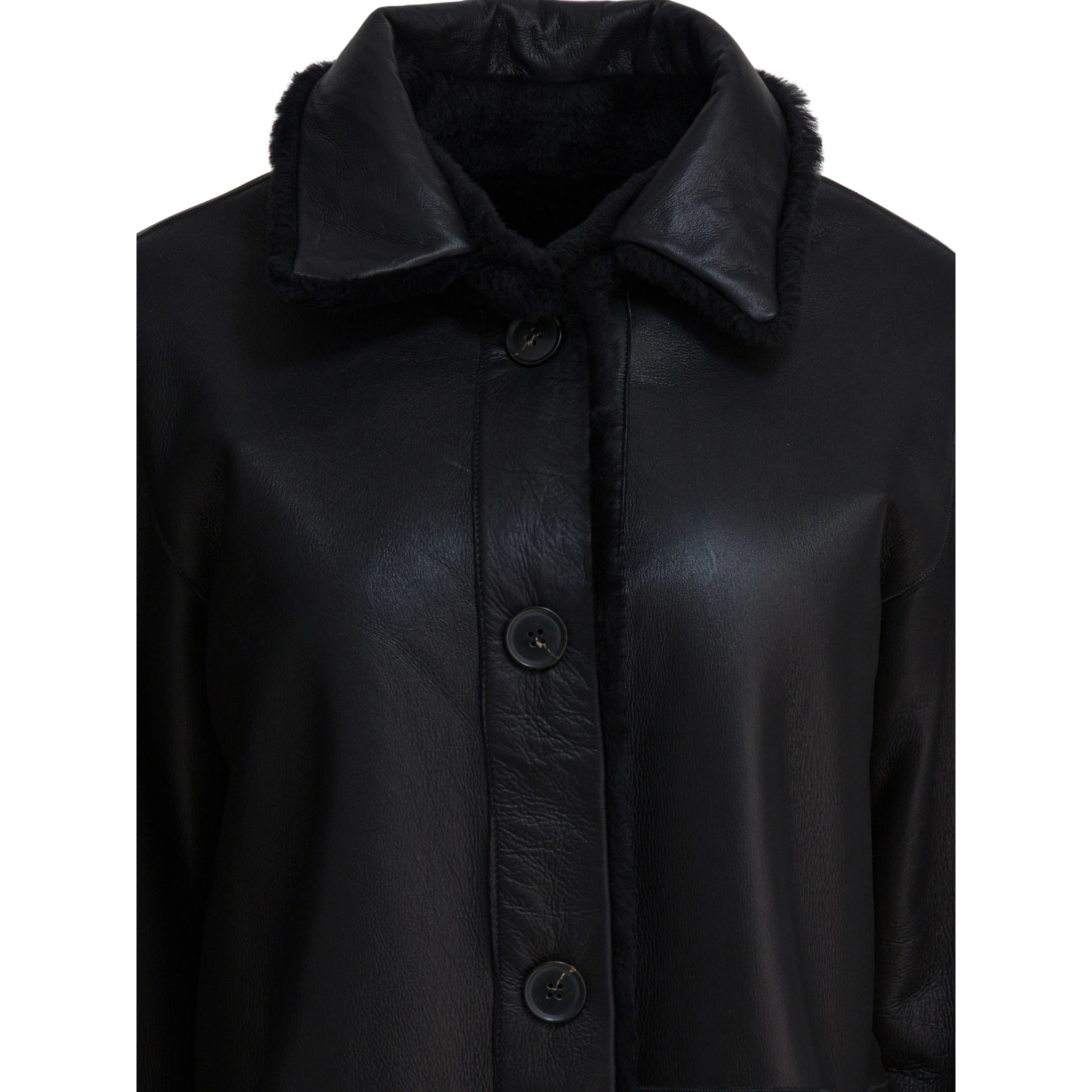 Long reversible leather coat
