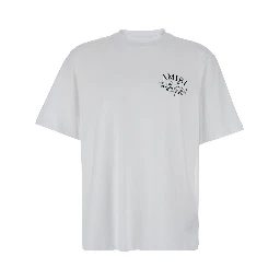 White Crewneck T-Shirt with Logo Print on the Front in Cotton Man