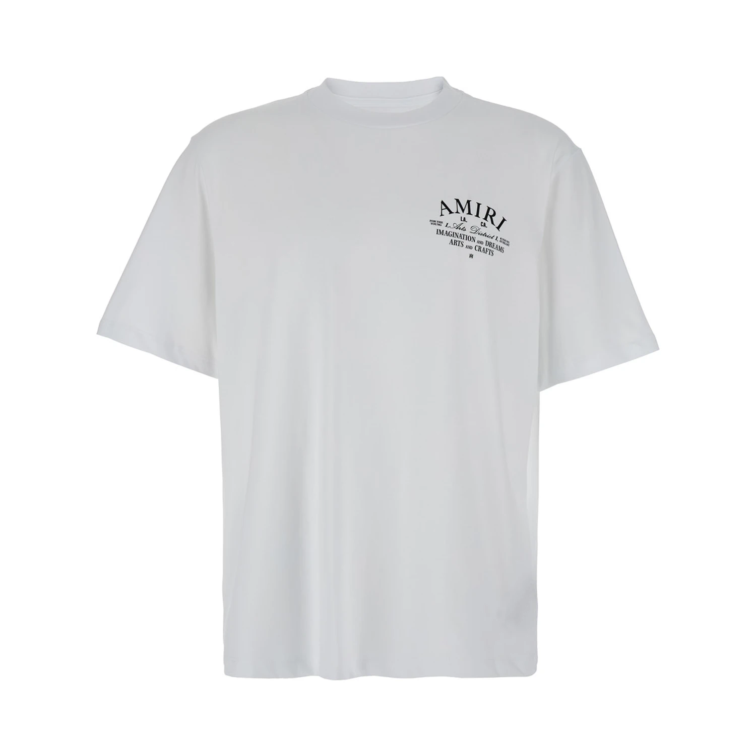 White Crewneck T-Shirt with Logo Print on the Front in Cotton Man