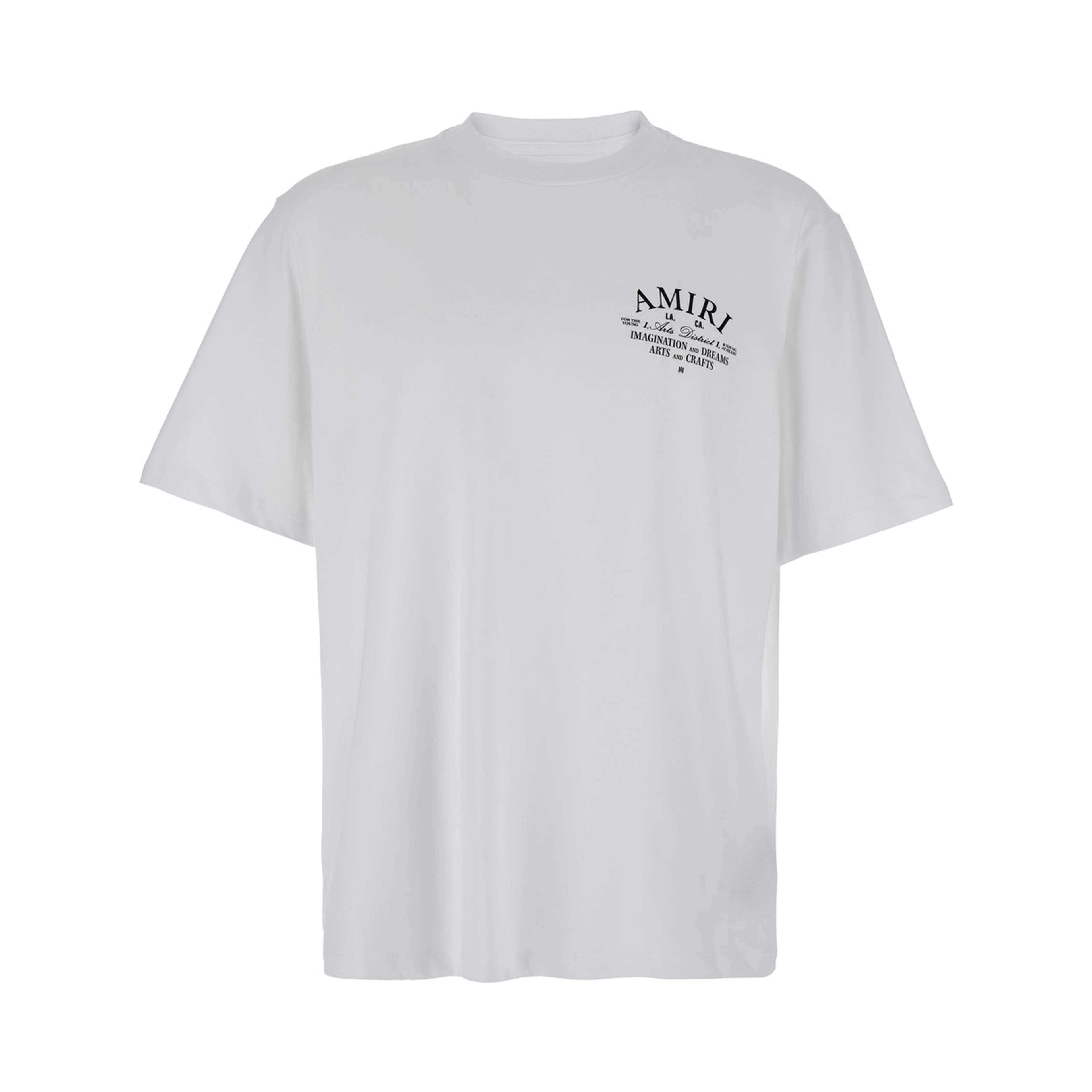 White Crewneck T-Shirt with Logo Print on the Front in Cotton Man
