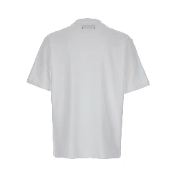White Crewneck T-Shirt with Logo Print on the Front in Cotton Man