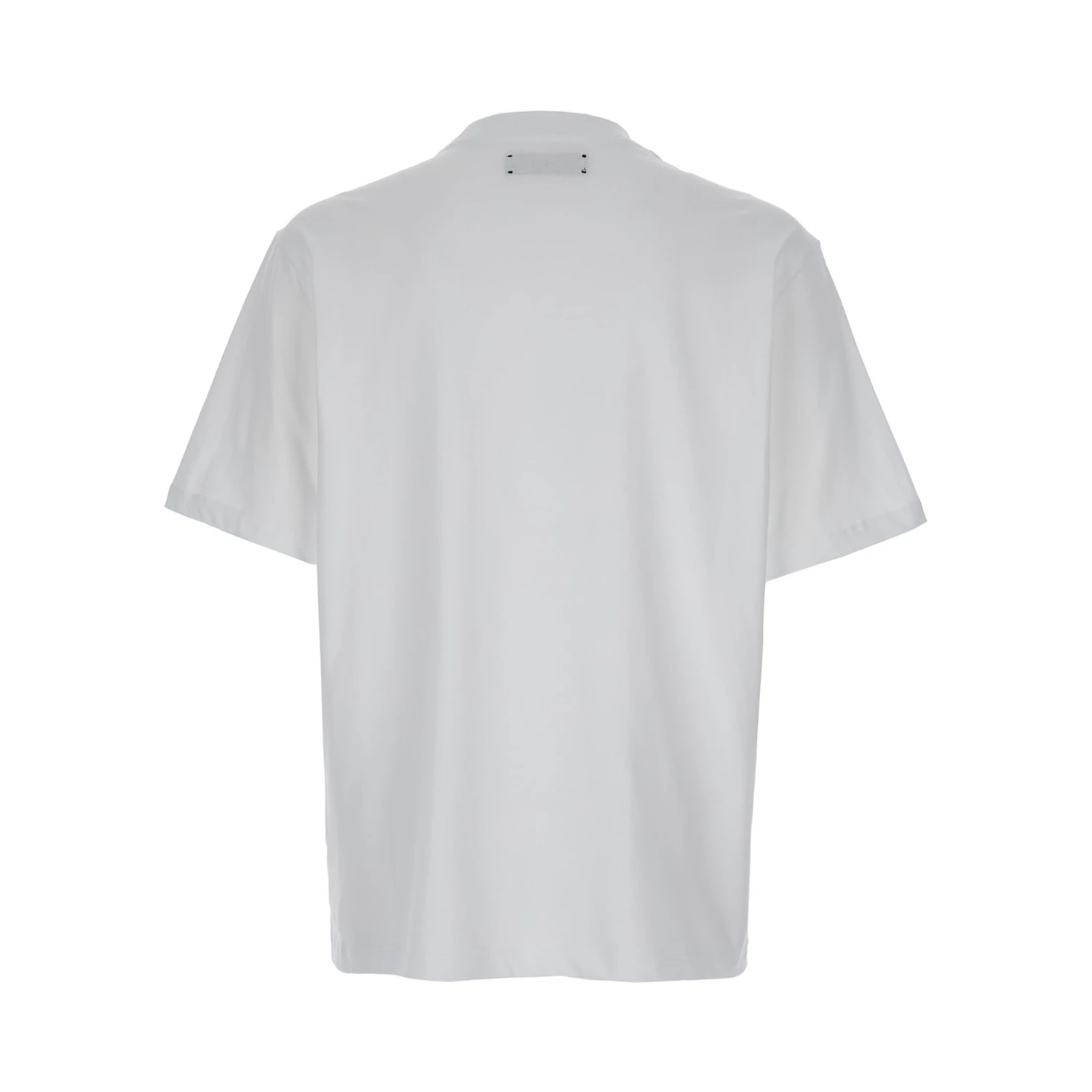 White Crewneck T-Shirt with Logo Print on the Front in Cotton Man