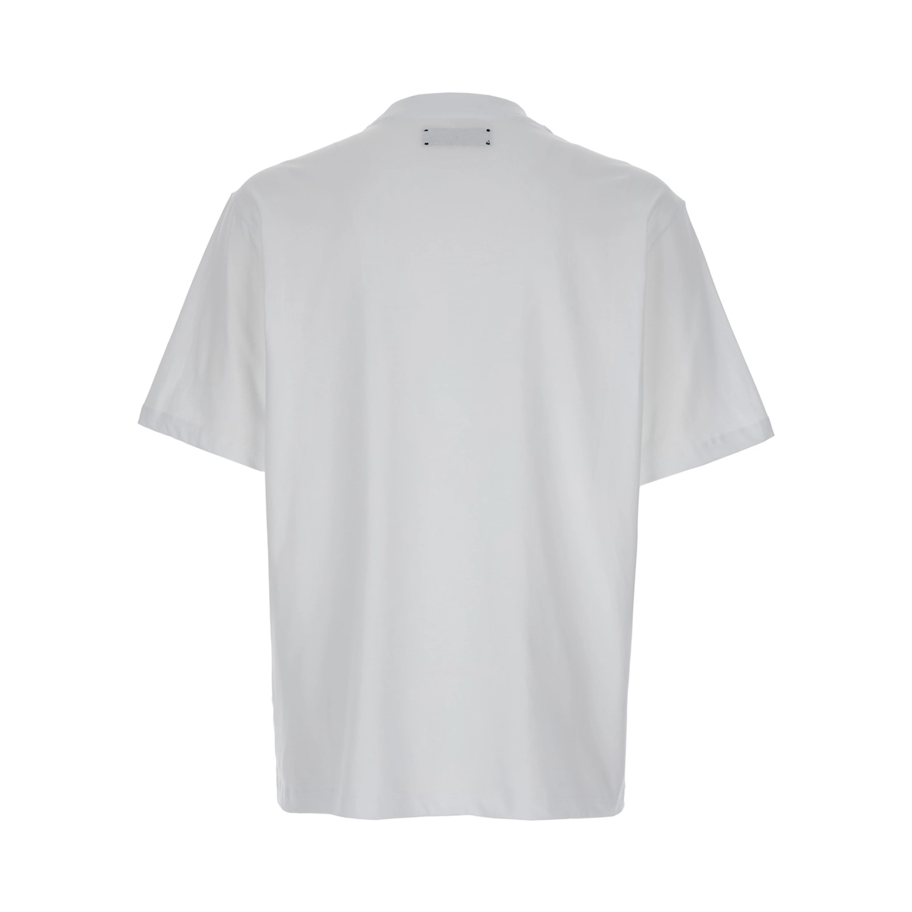 White Crewneck T-Shirt with Logo Print on the Front in Cotton Man