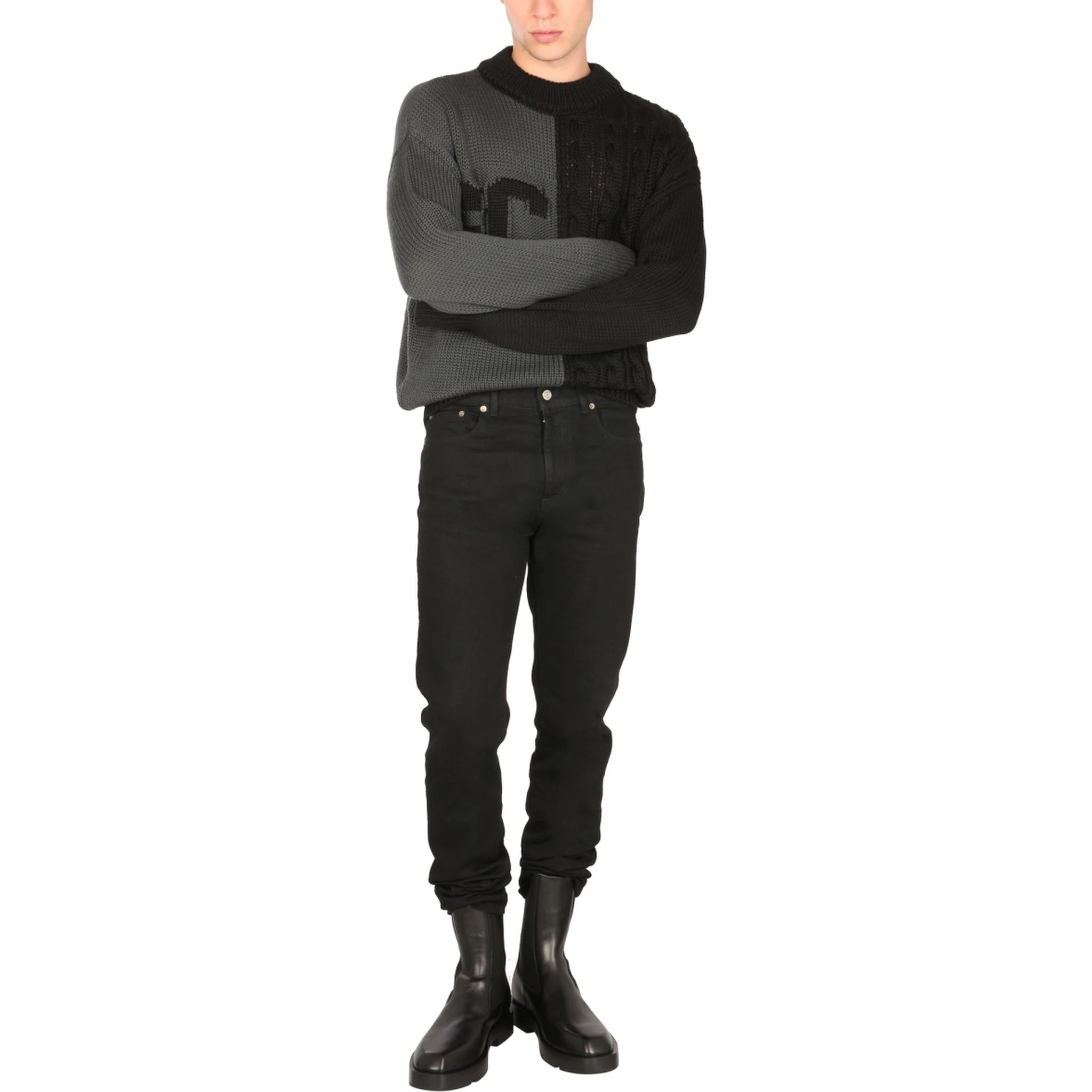 SWEATER WITH LOGO INLAY