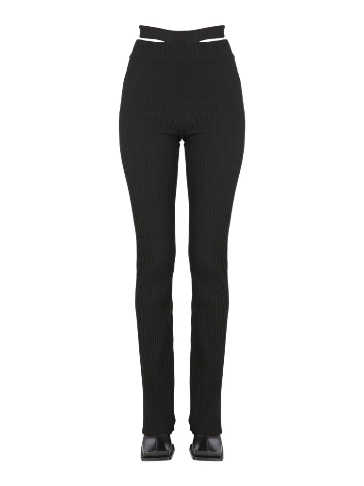 RIBBED TROUSERS WITH CUT OUT BELT