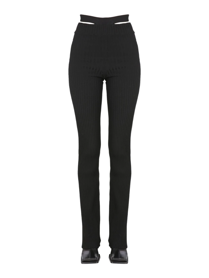 RIBBED TROUSERS WITH CUT OUT BELT