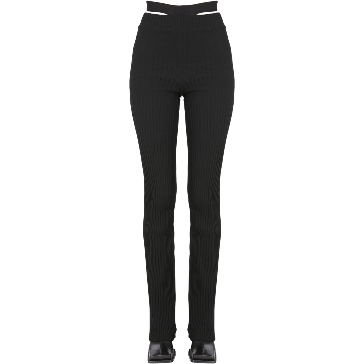 RIBBED TROUSERS WITH CUT OUT BELT