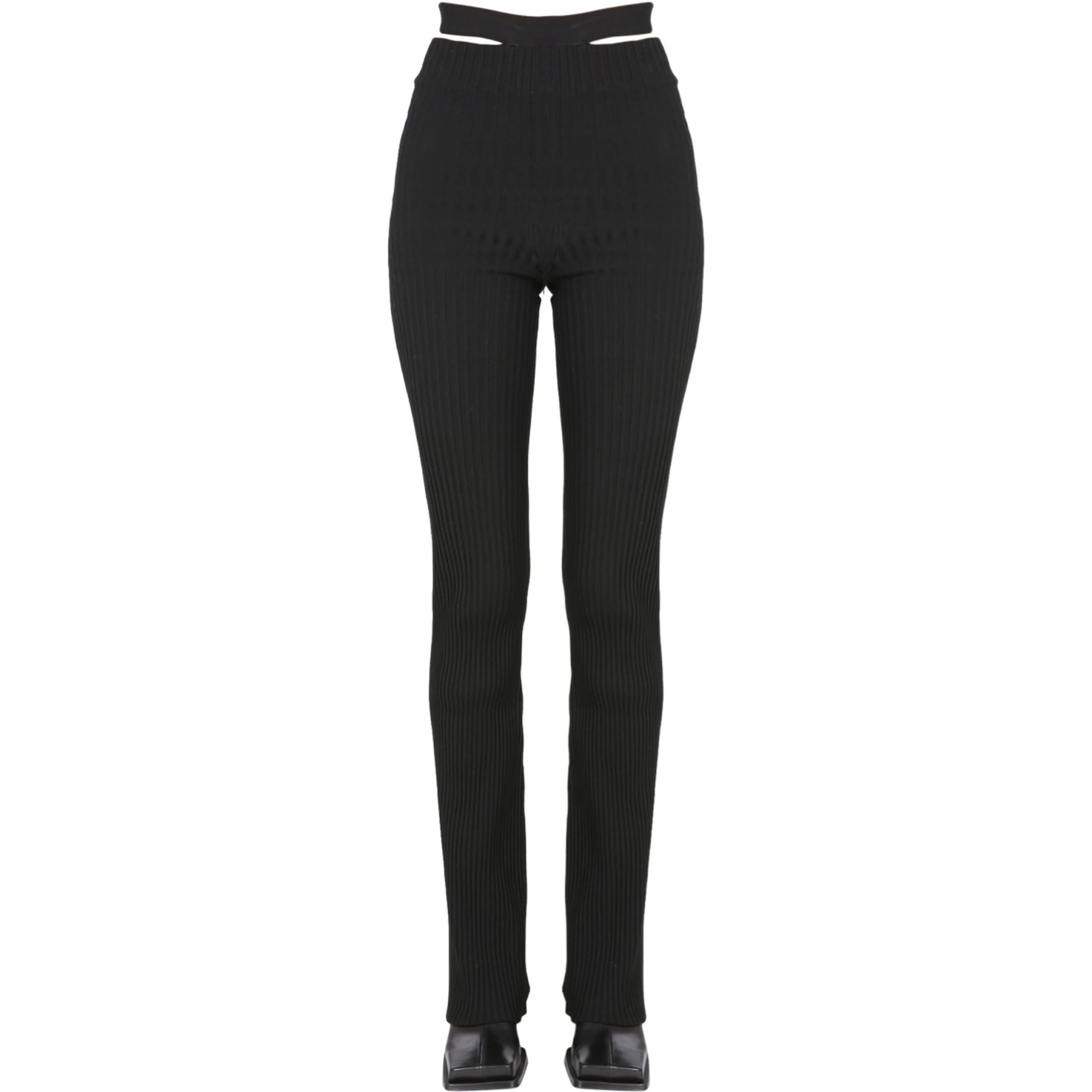 RIBBED TROUSERS WITH CUT OUT BELT
