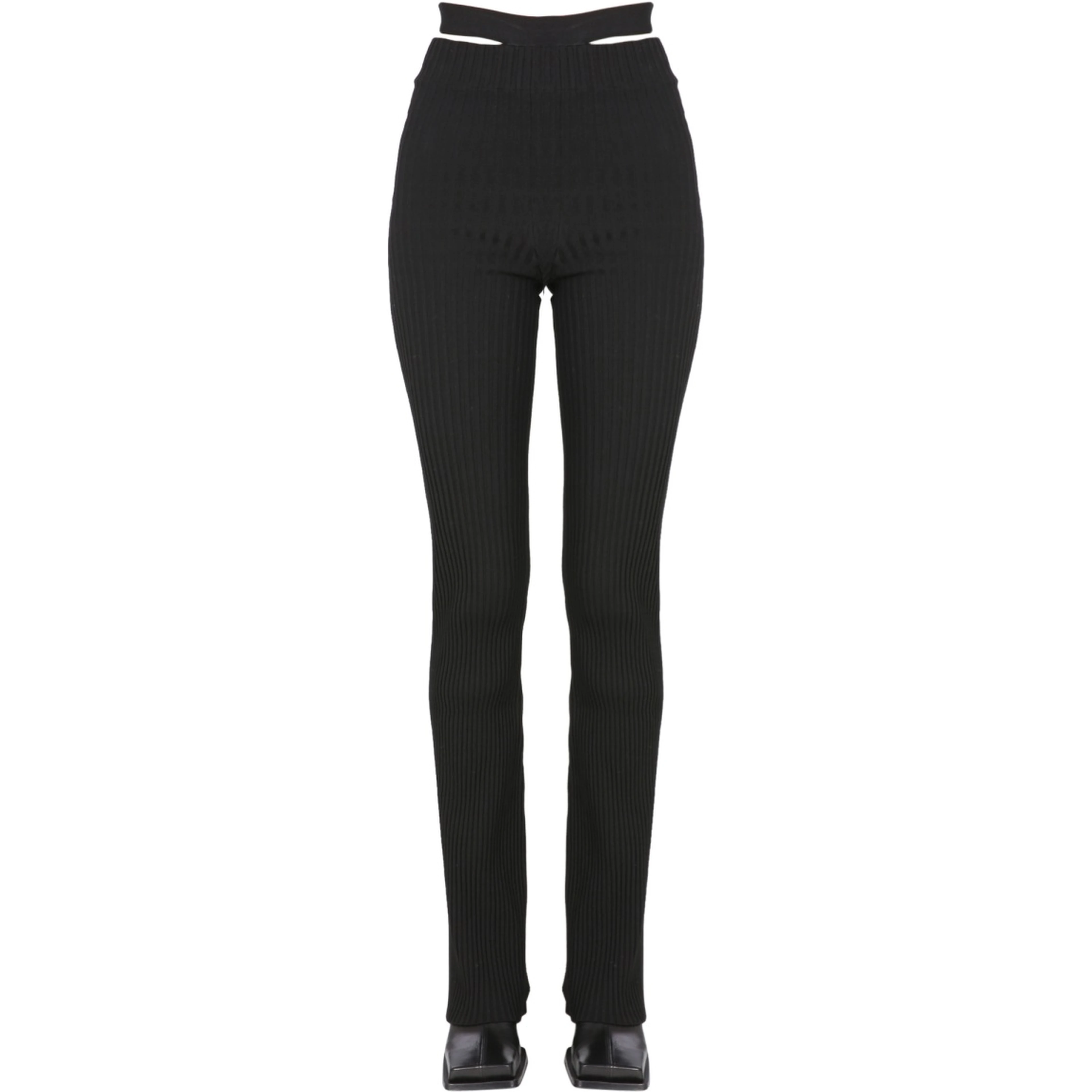RIBBED TROUSERS WITH CUT OUT BELT
