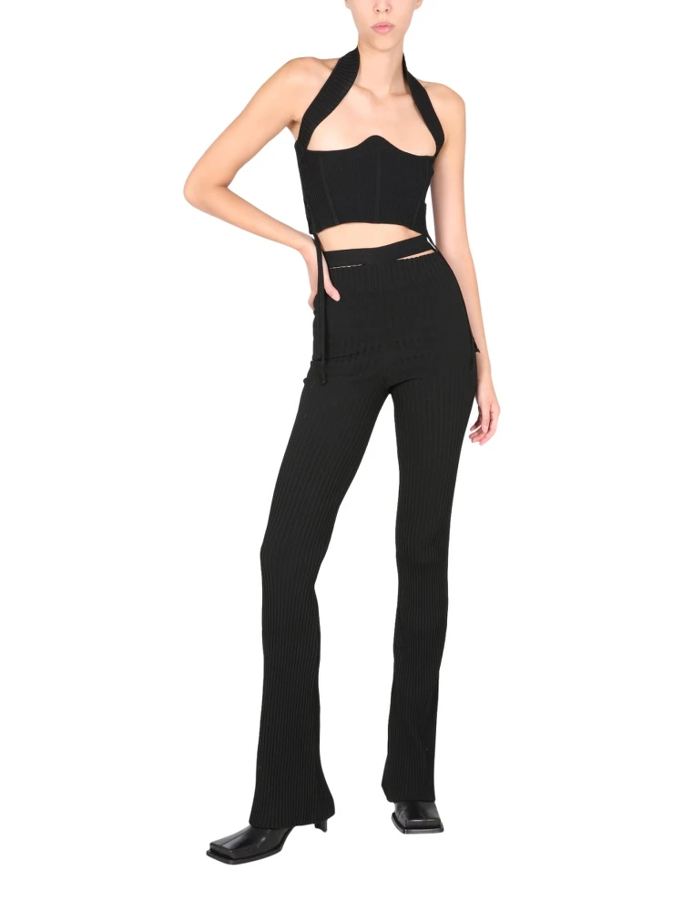 RIBBED TROUSERS WITH CUT OUT BELT alternative