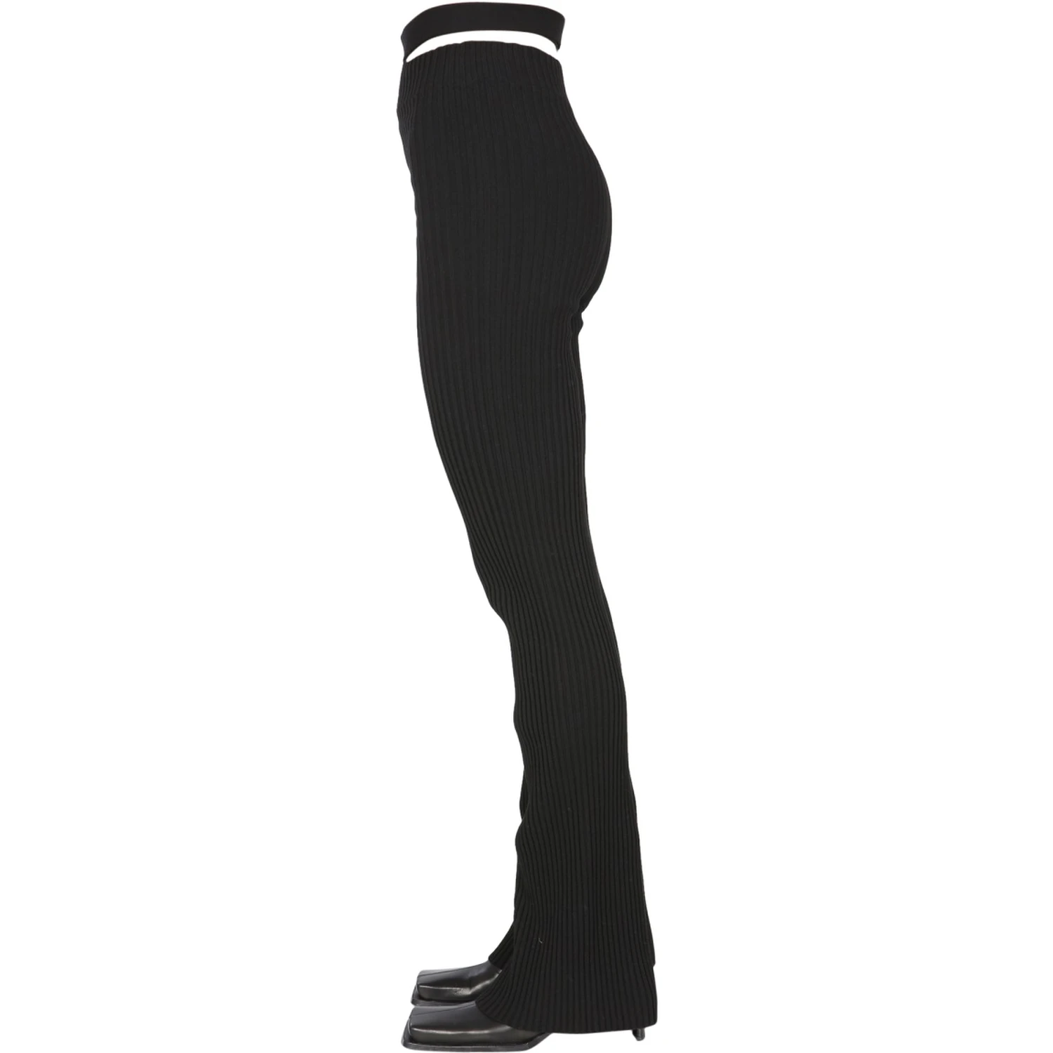 RIBBED TROUSERS WITH CUT OUT BELT