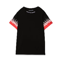 BLACK KIDS TSHIRT WITH DOUBLE FLAME